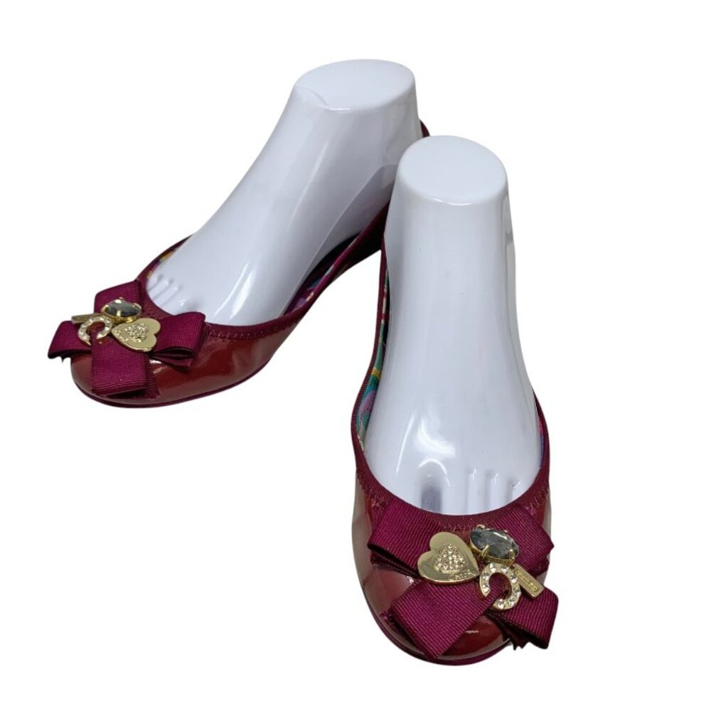Coach Poppy Caper Magenta Patent Leather Embellished‎ Ballet Flats - Picture 11 of 13